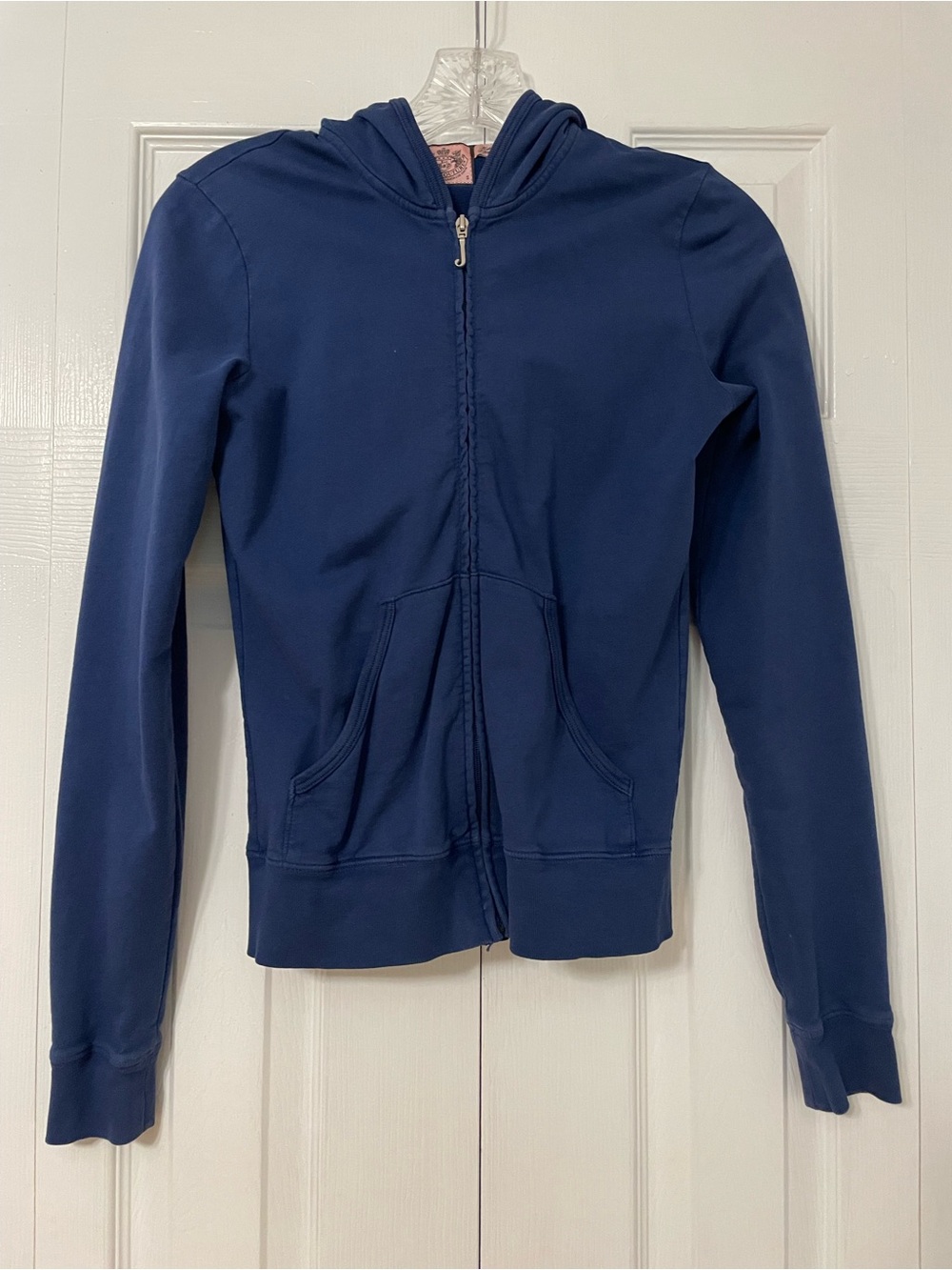 Juicy Couture Blue Zip Hoodie with Queen Back Graphic - Picture 2 of 6